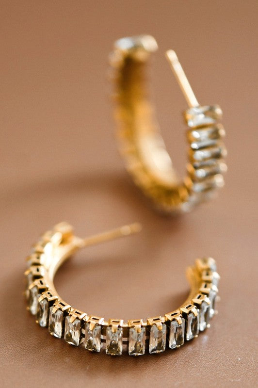 RHINESTONE STAINLESS STEEL HOOPS