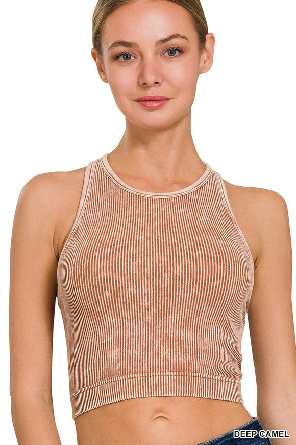RIBBED MUST HAVE TANK IN CAMEL
