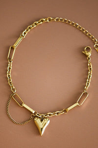 HEART STAINLESS STEEL CHAIN BRACELET