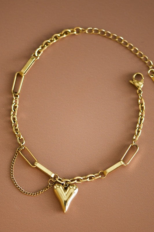 HEART STAINLESS STEEL CHAIN BRACELET