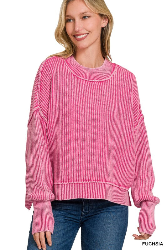 THE ONE & ONLY CROPPED SWEATER IN FUCHSIA