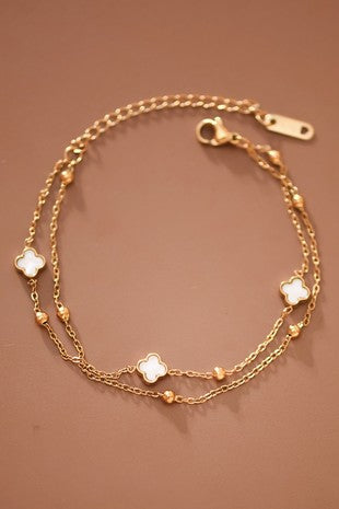 CLOVER STAINLESS STEEL CHAIN BRACELET