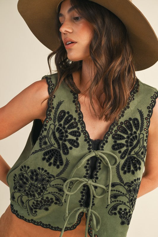 CROCHET SUEDE VEST
