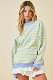 STRIP MOCK NECK TOP