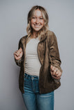 HELLO FALL BOMBER JACKET IN OLIVE