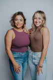 COMFY HALTER BODYSUIT IN MAUVE