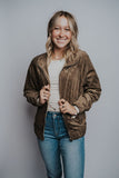 HELLO FALL BOMBER JACKET IN OLIVE
