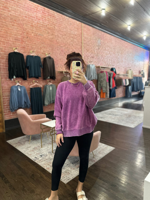 FALL IS APPROACHING PULLOVER IN LIGHT PLUM