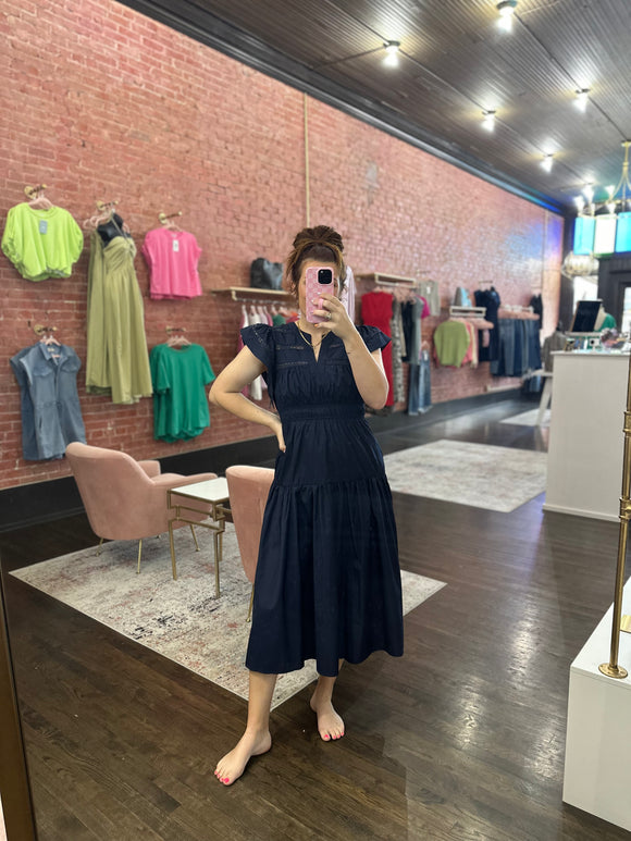 THE NAVY FLUTTER DRESS