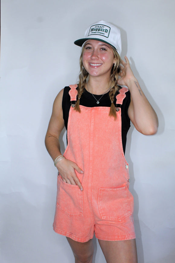 THE AINT IT FUN OVERALLS IN CORAL