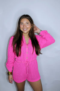 THE LOUNGING AROUND ROMPER IN FUCHSIA