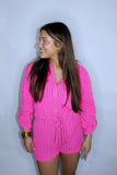 THE LOUNGING AROUND ROMPER IN FUCHSIA