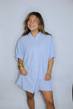 OVERSIZED SIZED BUTTON DOWN DRESS IN BLUE