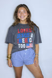 LOVES JESUS & AMERICA TOO GRAPHIC TEE