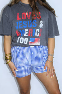 GINGHAM SHORTS IN ROYAL BLUE