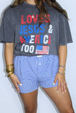 LOVES JESUS & AMERICA TOO GRAPHIC TEE