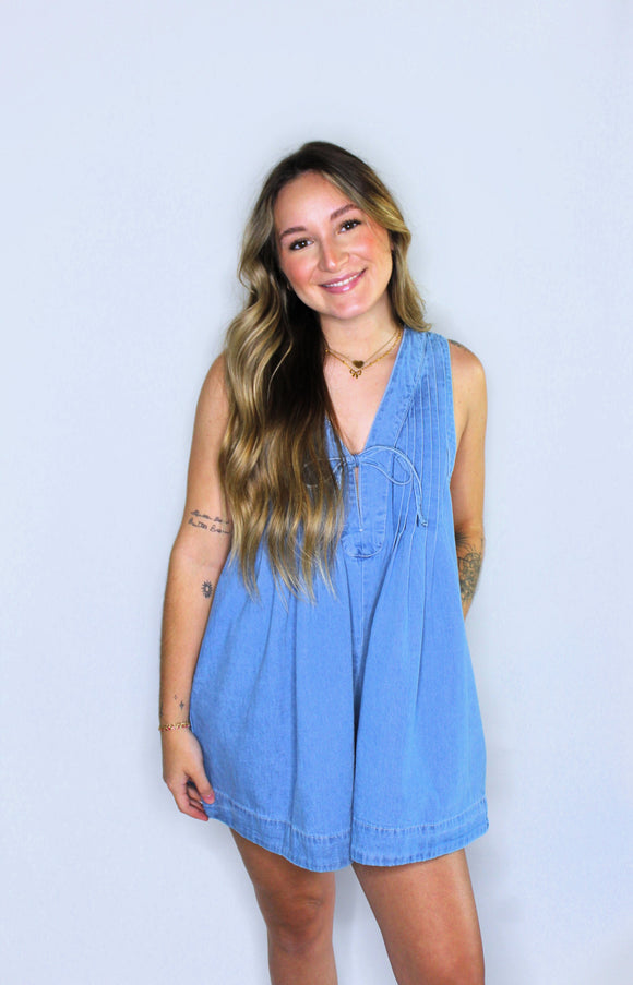 STILL THE ONE DENIM ROMPER