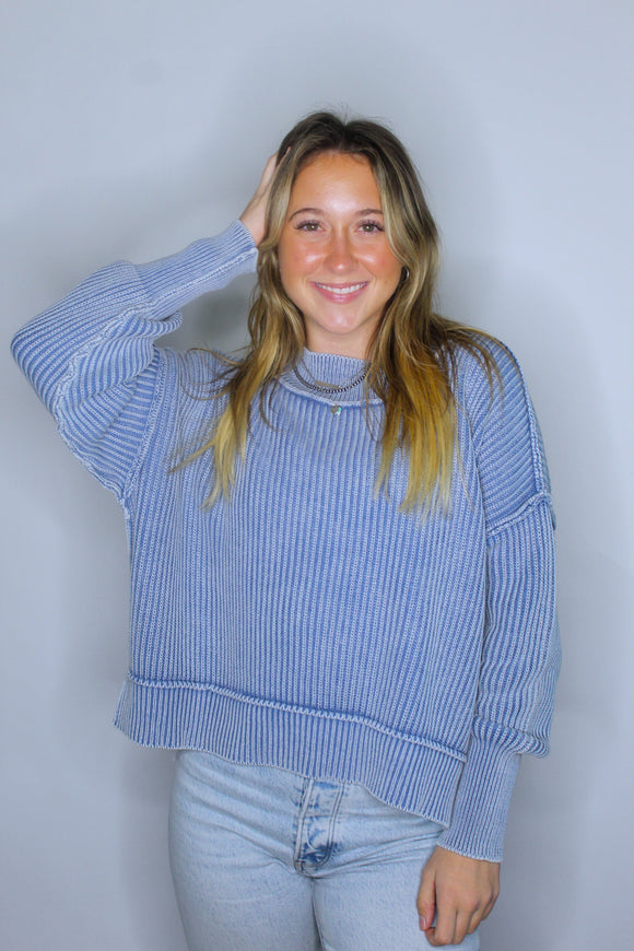 THE ONE & ONLY CROPPED SWEATER IN BLUE