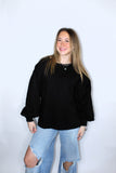 BUBBLE SLEEVE SWEATSHIRT IN BLACK