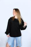 BUBBLE SLEEVE SWEATSHIRT IN BLACK