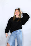 BUBBLE SLEEVE SWEATSHIRT IN BLACK