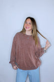 RELAXED CREW NECK SWEATSHIRT IN CHESTNUT