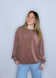 RELAXED CREW NECK SWEATSHIRT IN CHESTNUT