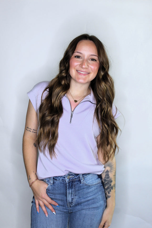 HALF ZIP UP IN LILAC
