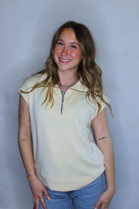 HALF ZIP UP IN CREAM