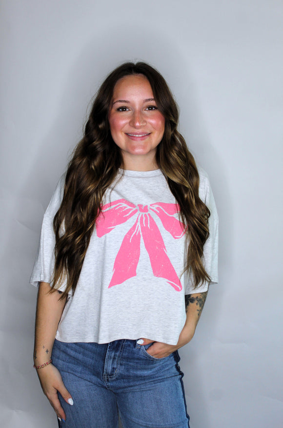 BOW GRAPHIC CROP TOP