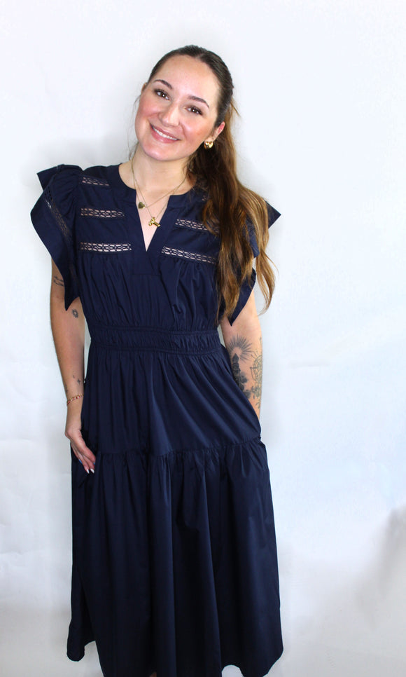 THE NAVY FLUTTER DRESS