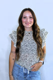 SPOTTED FLUTTER TOP