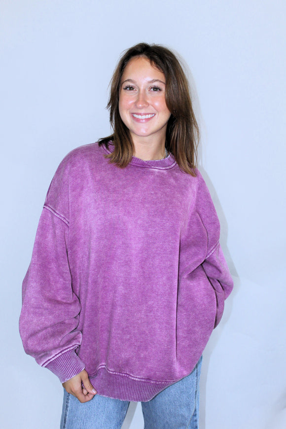 FALL IS APPROACHING PULLOVER IN LIGHT PLUM