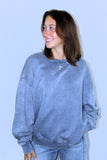 FALL IS APPROACHING PULLOVER IN DUSTY BLUE
