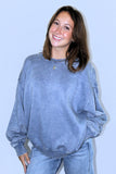 FALL IS APPROACHING PULLOVER IN DUSTY BLUE