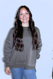 FLEECE PULLOVER WITH POCKETS IN BROWN
