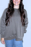 FLEECE PULLOVER WITH POCKETS IN BROWN