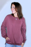FLEECE PULLOVER WITH POCKETS IN CABERNET