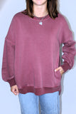 FLEECE PULLOVER WITH POCKETS IN CABERNET