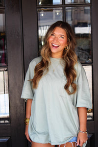 THE BOYFRIEND TEE - LIGHT SAGE