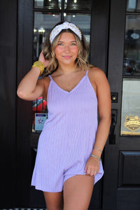 COZY RIB KNIT ROMPER IN LAVENDER