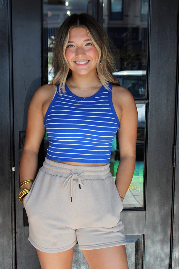 THE LOVELY RIBBED TANK IN BLUE