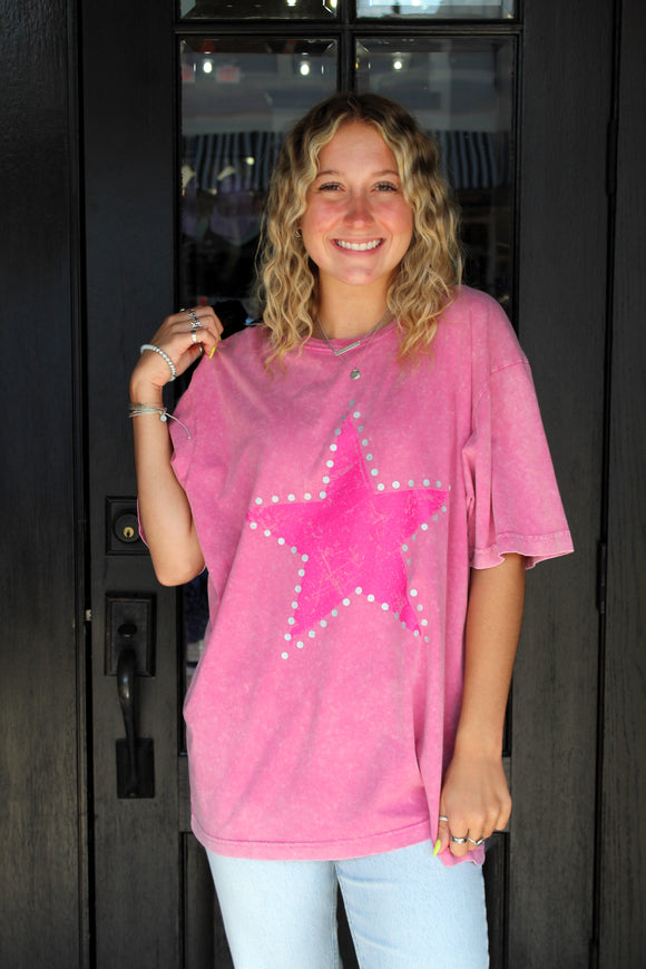 PINK STAR GRAPHIC TEE