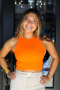 THICK RIBBED CROP AND COMFY TANK-ORANGE