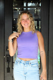 CROPPED SEAMLESS AND COMFY TANK-PURPLE