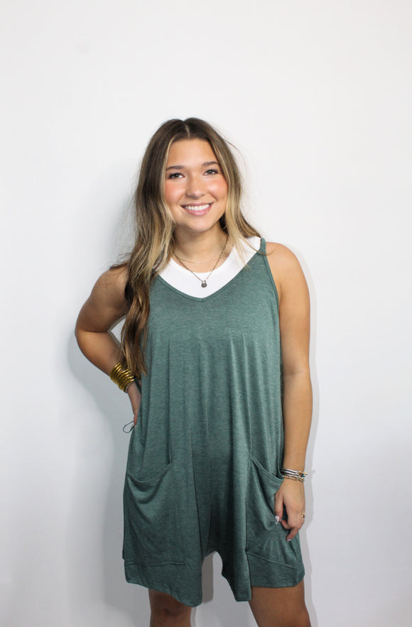 TIME FOR A CHANGE ROMPER IN GREEN
