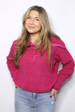 PLUSH HALF ZIP PULLOVER SWEATER - MAGENTA