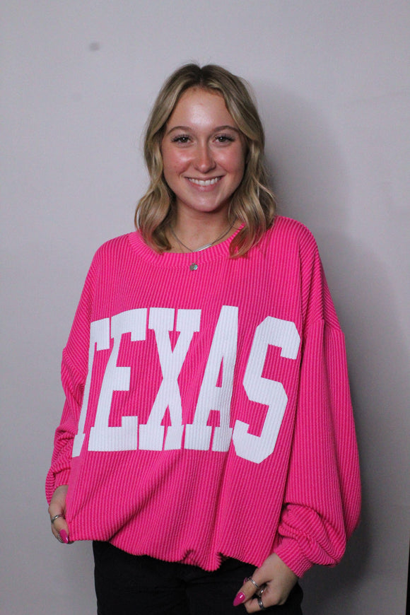 THE TEXAS CREWNECK IN FUCHSIA
