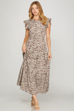 RUFFLES THE LEOPARD FEATHERS DRESS