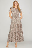 RUFFLES THE LEOPARD FEATHERS DRESS
